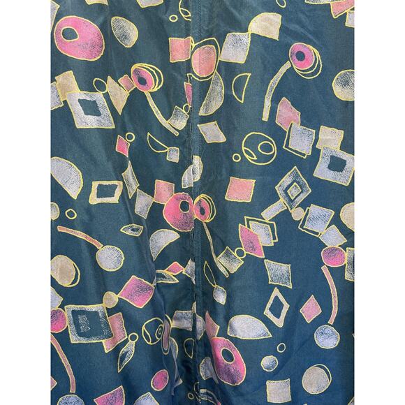 Royalty Silks Jacket Mens Small Green Geometric Silk Bomber Shoulder Pads - Picture 4 of 11